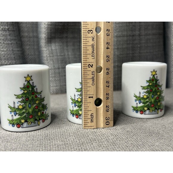 Vtg Taper Candle Holders Mini Christmas Trees Funny Design West Germany Lot of 5 - Picture 10 of 11